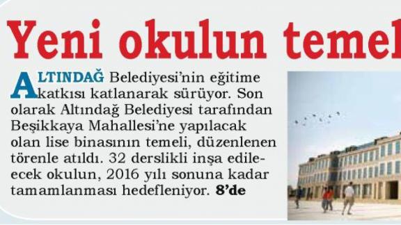 Yeni Okulun Temeli Atıldı (Anadolu 26.5.2015)