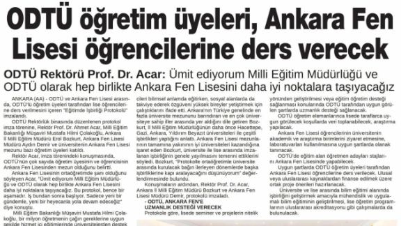 ODTÜ Öğretim Üyeleri Ankara Fen Lisesi Öğrencilerine Ders Verecek (24 Saat 29.5.2015)