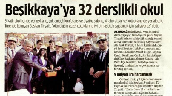 Beşikkaya´ya 32 Derslikli Okul (Star Ankara 30.5.02015)